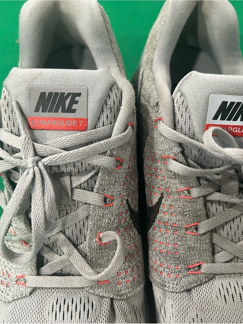 Nike Men's Lunarglide 7 Running Shoes - Light Gray with Coral Accents